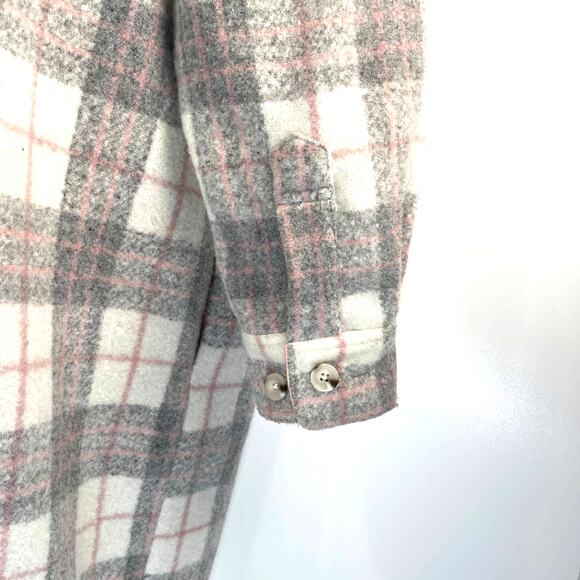 Anthropologie If By Sea Plaid Long Bobbie Shirt Jacket Shacket Gray - Picture 6 of 15